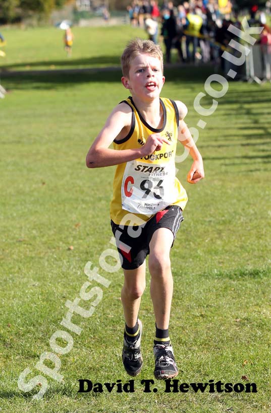 Ben Batho (Stockport Harriers) winning the under-11 boys Northern Cross Country Relay, Graves Park, Sheffield.